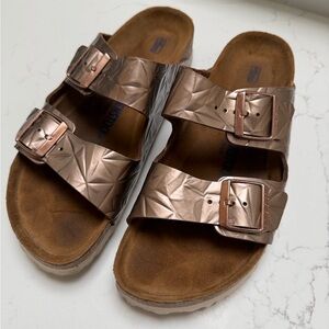 Birkenstock Arizona Metallic Sandals with Buckles 42